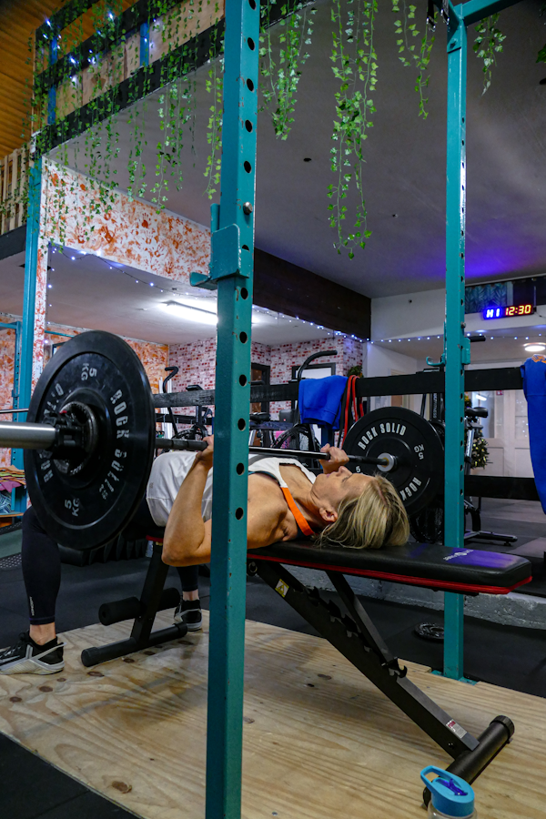 Ger coaching a group fitness class
