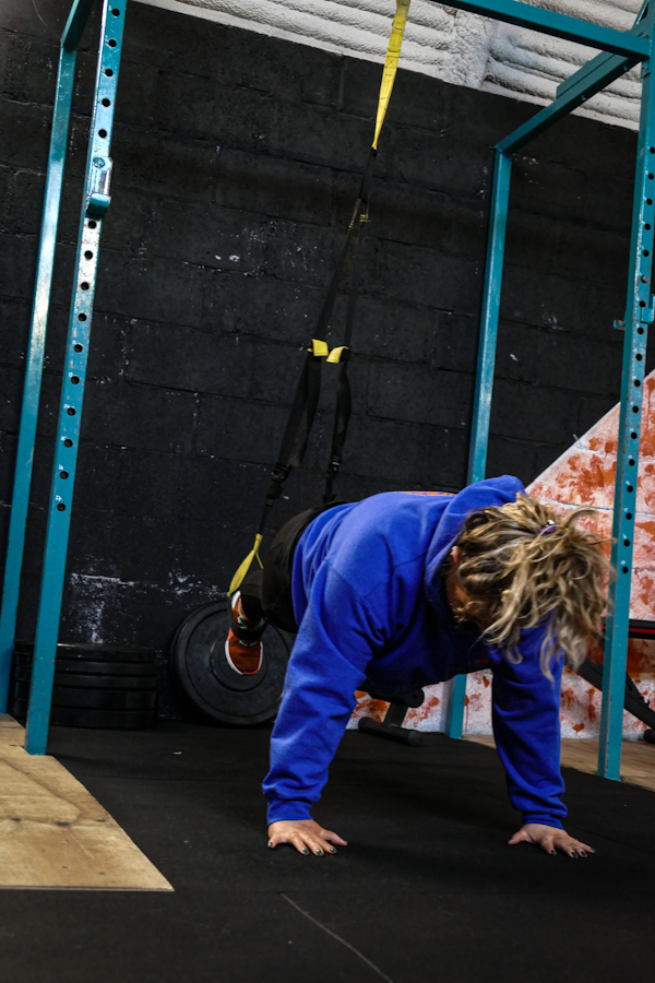 Lorna demonstrating kettlebell work